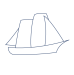 Logo du Belem: Bateau blanc, contour bleu marine